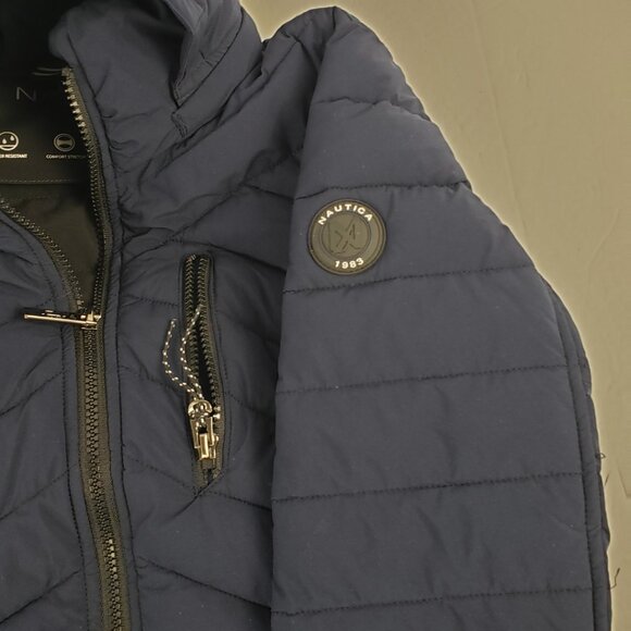 Nautica XS Navy Blue Puffer Coat Jacket Womens Fall Winter Packable - Picture 11 of 16